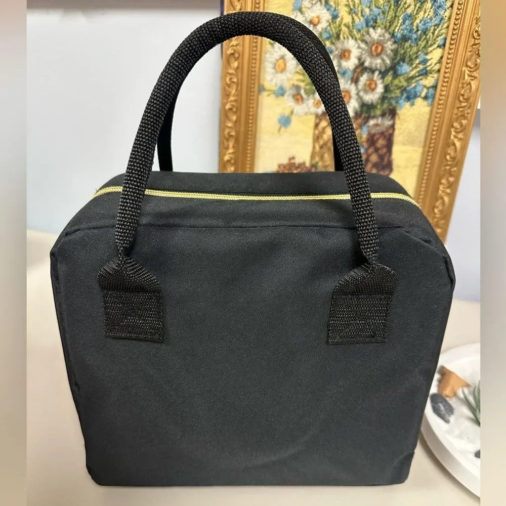 fit + fresh Bloomington Black Lunch Tote Bag w/ Handles Ice Pack & 2 Containers
